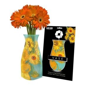 Modgy Expandable Plastic Vase Van Gogh Sunflowers New 10x6